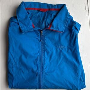 LL Bean Blue Lightweight Hooded Jacket Windbreaker with Red Accents Size XL